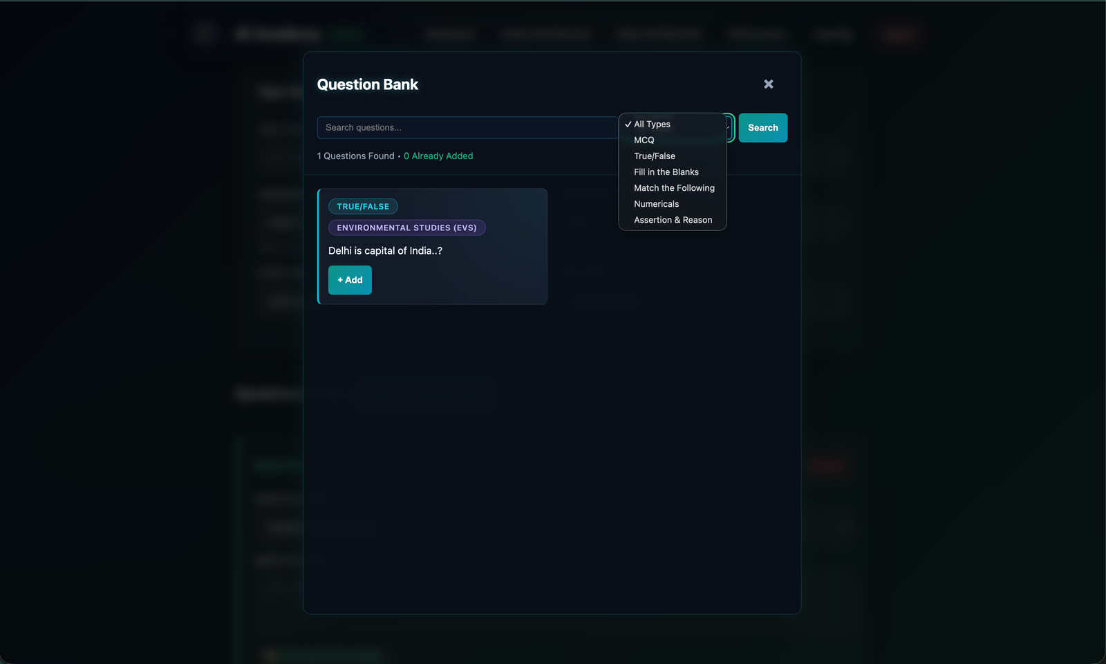 AcademyOS Question Bank Feature